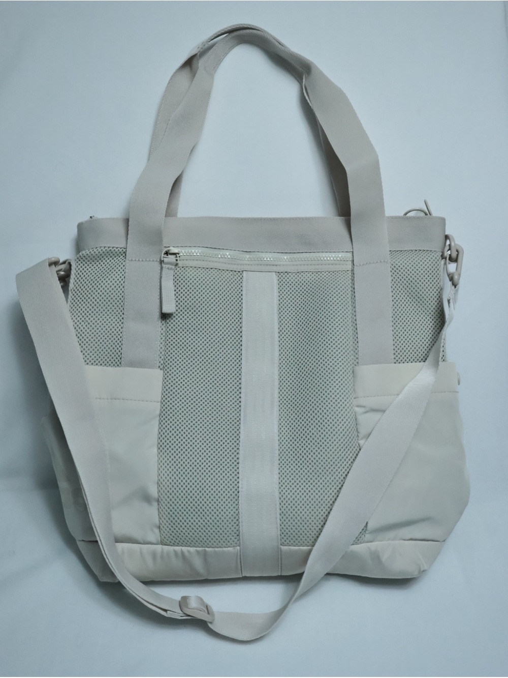 adidas Light Beige Mesh Tote with Adjustable Strap